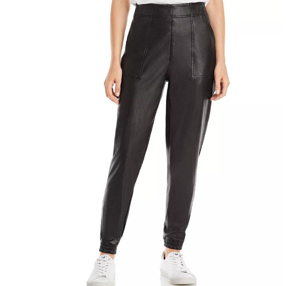 Spanx Leather Like Jogger Size Small Black High Rise Faux 20283R Pull On